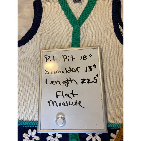 Vintage Eagles Eye Sweater Vest Womens M Knit Ramie Daisy‎ - Picture 7 of 10
